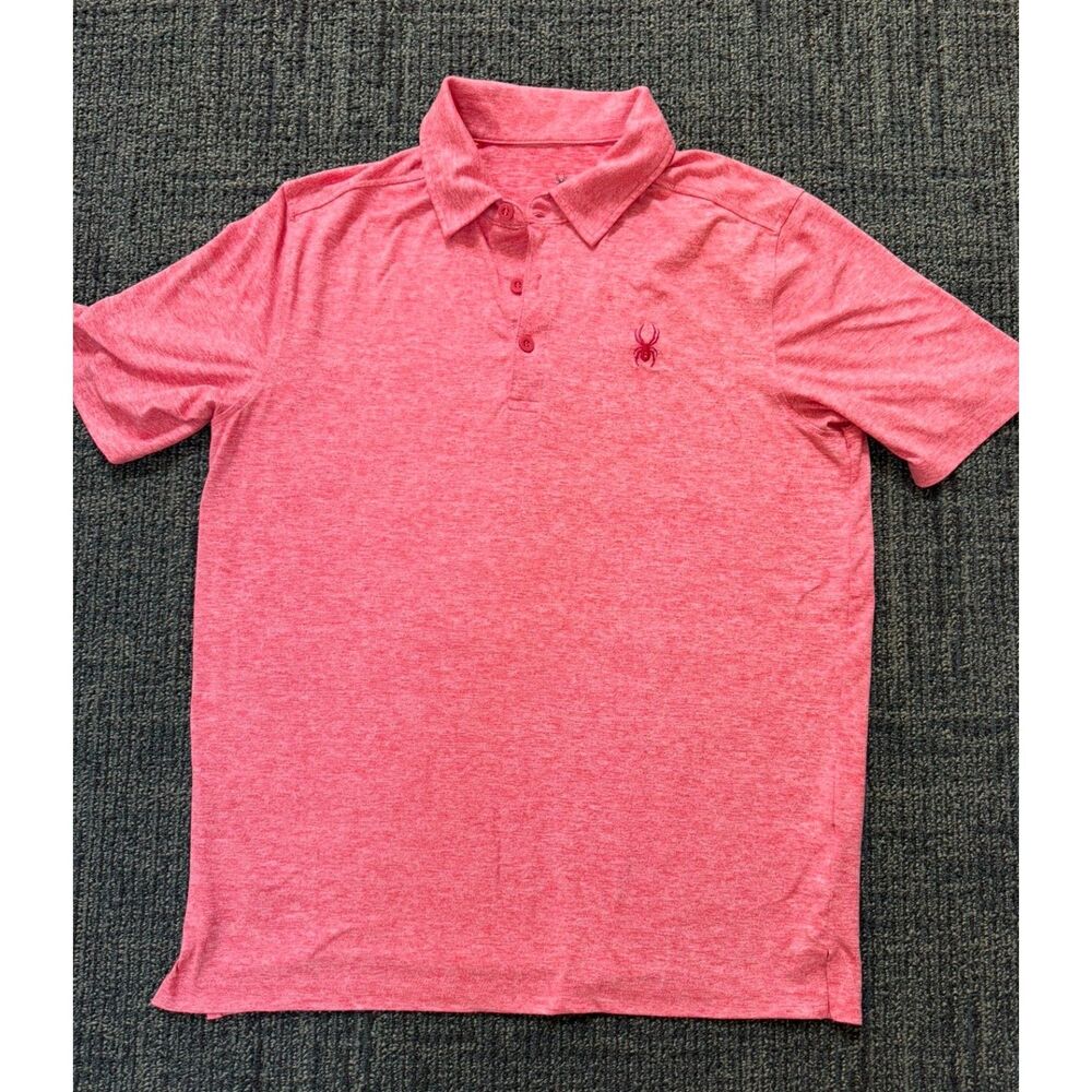 Spyder Men's Medium Golf Polo Shirt. Short Sleeve. Coral Color.
